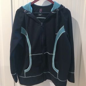 Sporty Black with Teal Hoodie